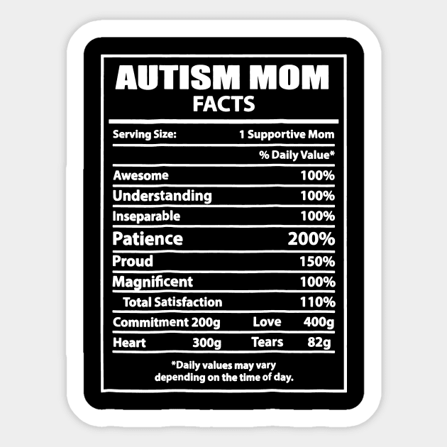 Autism Awareness T shirt For Mom - Autism Mom Facts Sticker by Danielsmfbb